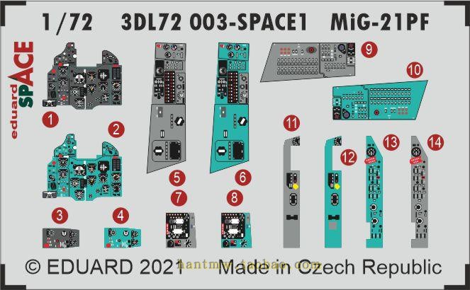 牛魔王3DL72003米格21PF战斗机1/72拼装模型3D彩色座舱贴安全带PE