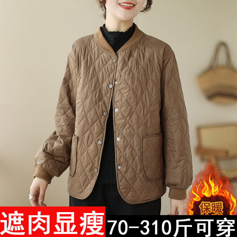 整张棉大码300斤棉服女秋冬宽松小个子棒球服棉衣外套轻薄小棉袄