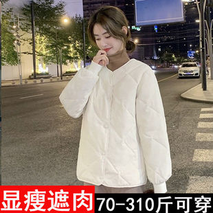 棉衣外套 可机洗胖mm300斤棉服女欧货潮牌秋冬薄女轻便大码