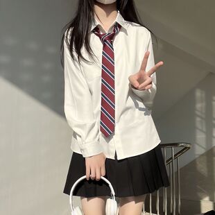 原创jk日系制服纯色衬衫 内搭百搭学院风打底宽松女夏 风琴褶长短袖
