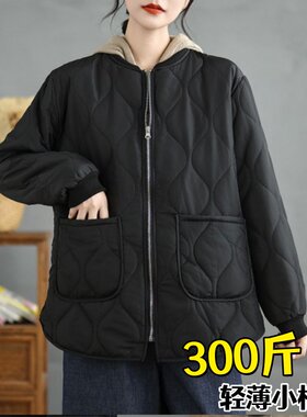 整张棉胖mm300斤妈妈棉服棉衣百搭叠穿保暖冬天外套女轻薄小棉袄