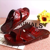 中老年男油拖外穿耐磨防滑软底舒适休闲浴室居家胶鞋 一字拖沙滩鞋