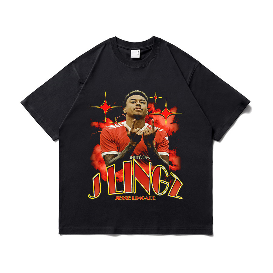 jesse lingard林加德个性头像t恤足球人物复古宽松圆领短袖潮牌