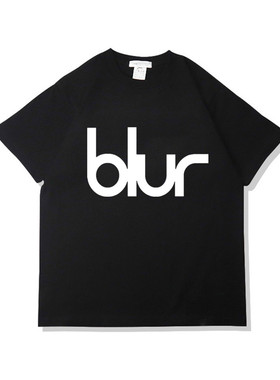 biur污点模糊摇滚乐队个性纯棉圆领短袖街头嘻哈宽松T恤男女同款