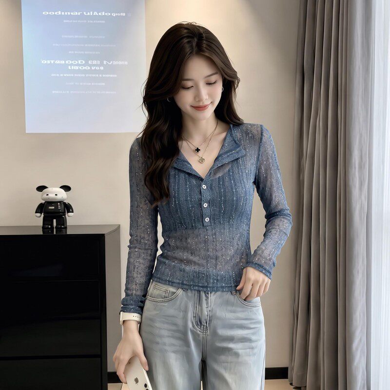 韩版慵懒风针织长袖T恤女202T恤