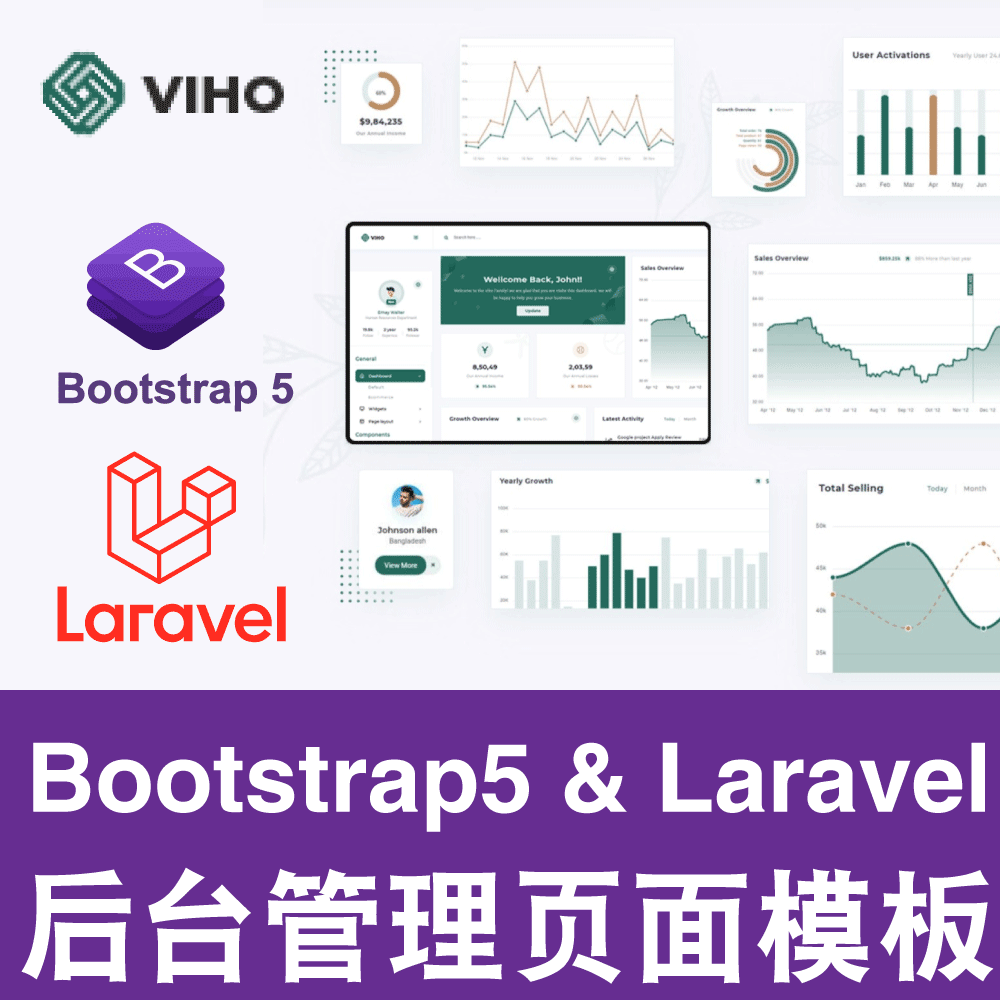 Next.js Nuxt React Vue Bootstrap后台管理模板前端框架源码Viho