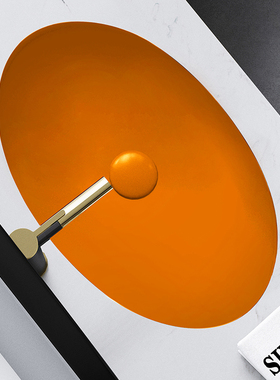 橙色椭圆台下盆嵌入式洗手盆单盆岩板石下水盆陶瓷洗脸池面盆