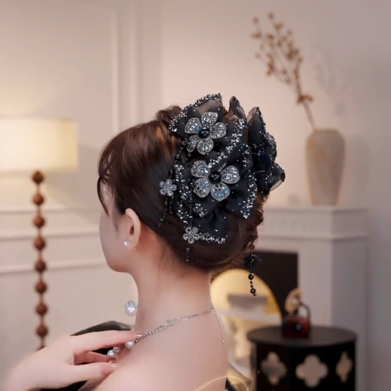 闪钻太阳花朵珠珠流苏抓夹显发量
