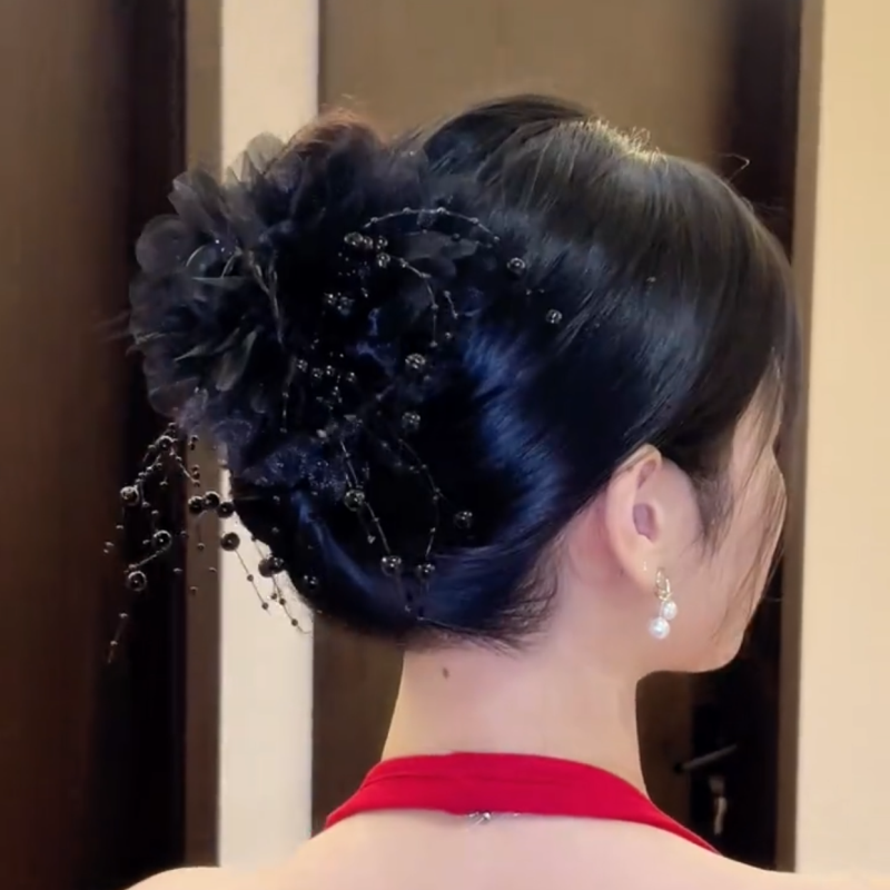 花朵抓夹绢纱日韩显发量
