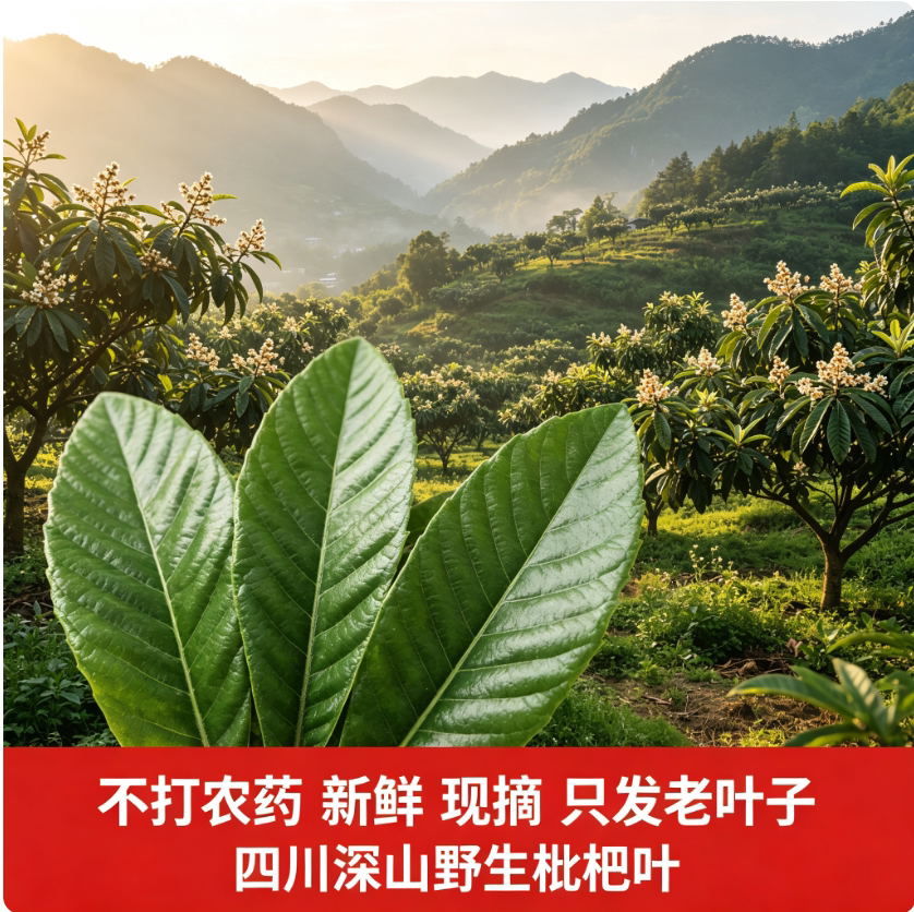 四川野生新鲜枇杷叶枇杷树叶食用枇杷膏原料琵琶叶干叶子茶中药材