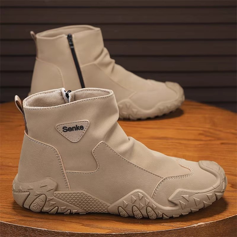 男士高帮厚底短靴保暖棉鞋