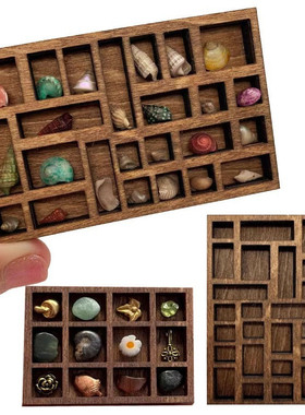 木质创意木盒 微型珠宝架 矿石标本大小收纳盒放宝石戒指小盒