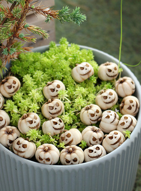 万圣节新品树脂白色小南瓜套20户外庭院花盆鬼脸铺面石装饰品