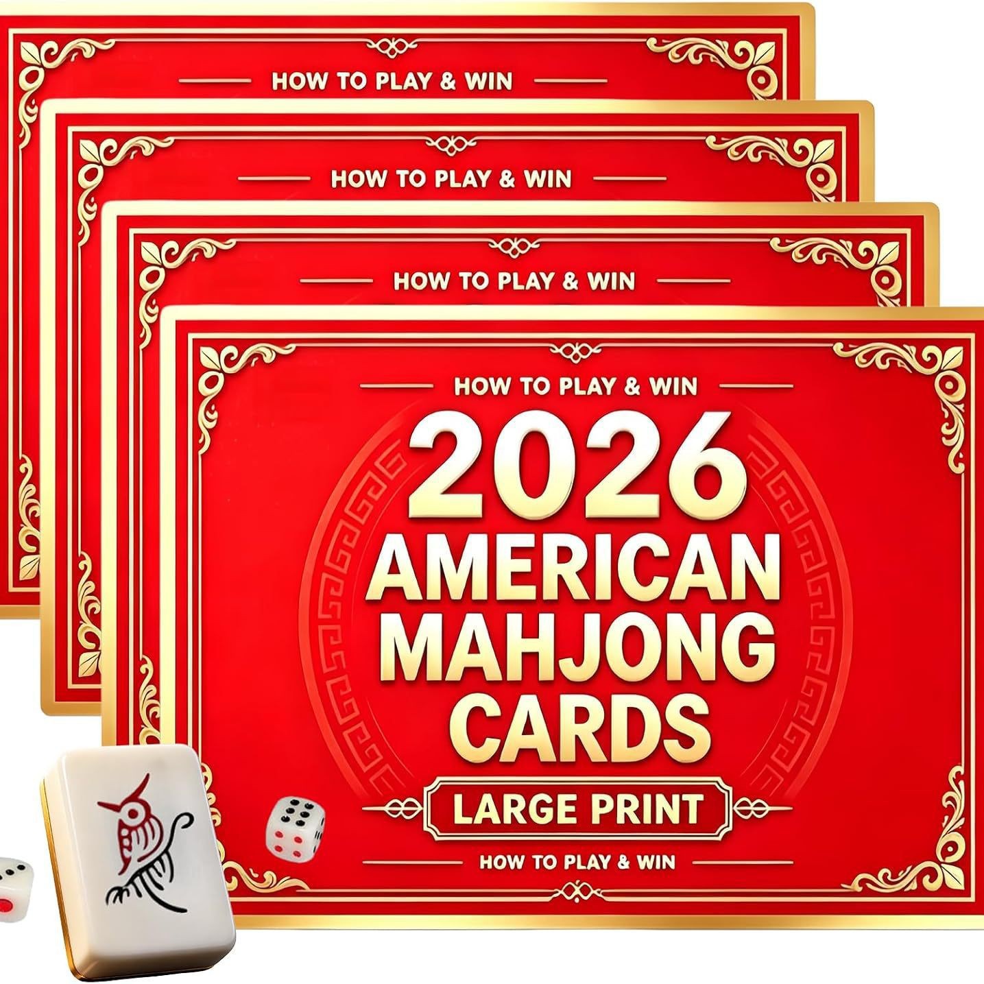2026 新版美版麻将规则卡 4 张套装  美式麻将游戏辅助参考卡桌游