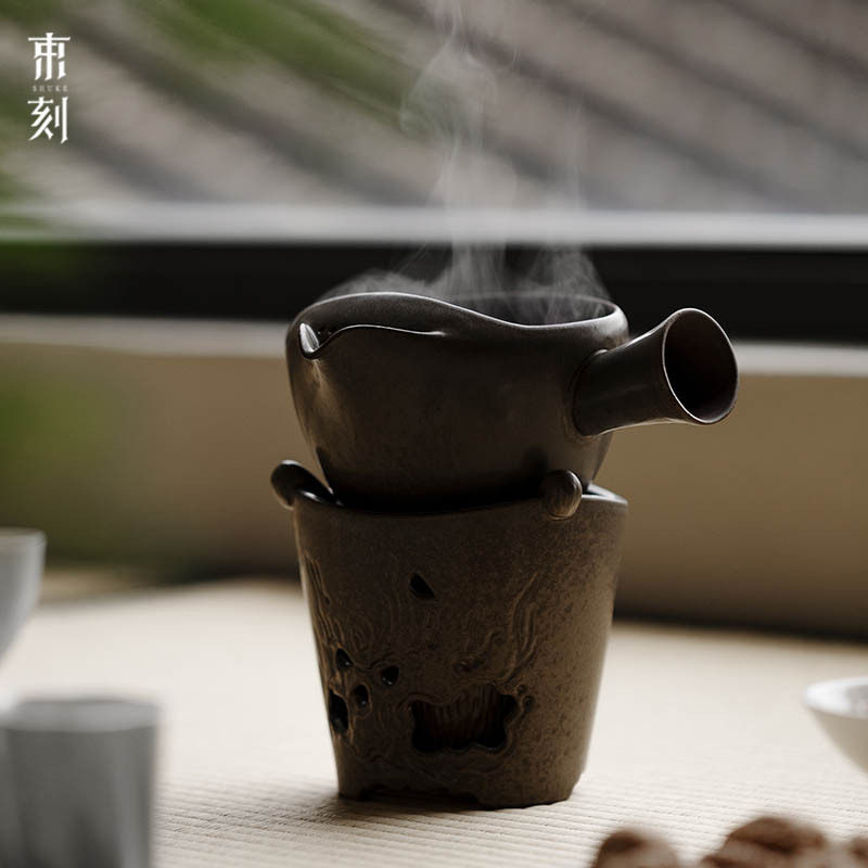 束刻半手工茶色侧把煮茶壶复古家用陶炉碳炉烧水壶单壶功夫茶具