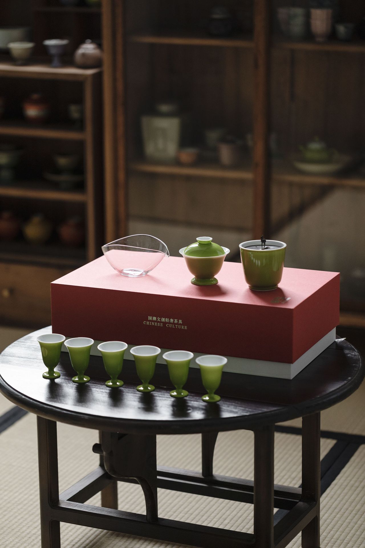 束刻 日式茶具套装整套家用苹果绿盖碗茶杯功夫茶具礼盒装家用