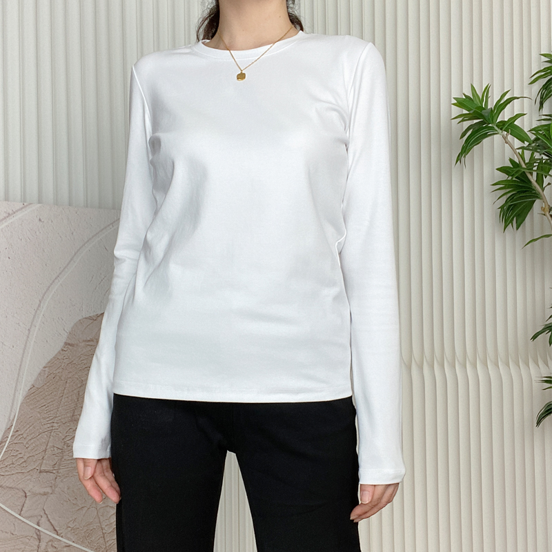 长袖简约常规纯色匹马棉女