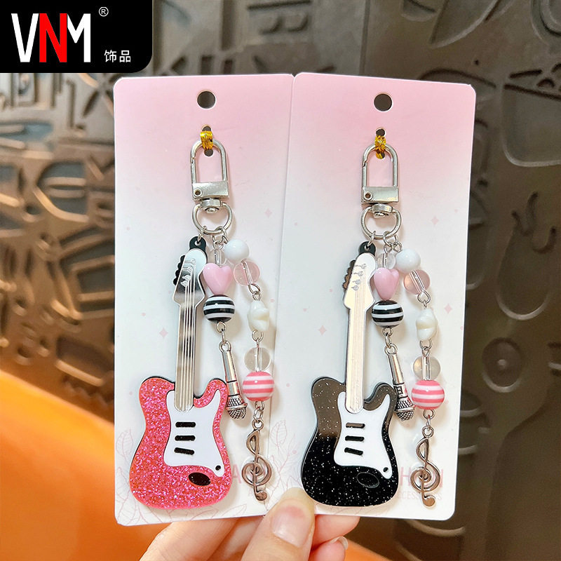 ins风小提琴麦克风钥匙扣小音符音乐吉他手机包包装饰小礼品