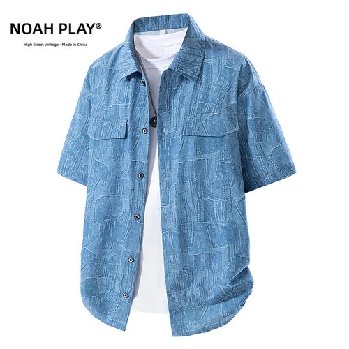 NOAHPLAY复古休闲短袖衬衫男潮