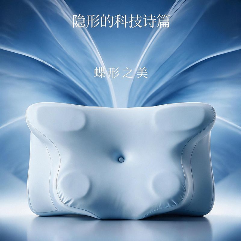 蝶形记忆棉枕头护颈椎枕助睡眠慢回弹人体工学多功能侧睡枕牵引枕