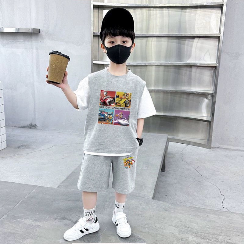 汪汪队衣服儿童套装男童夏装2026新款夏季短袖男孩运动服帅气童装