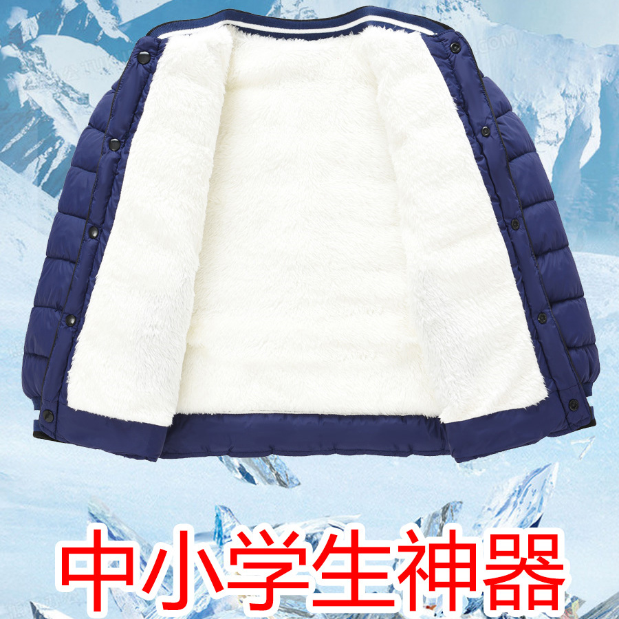 女童小孩棉袄加绒加厚校服神器