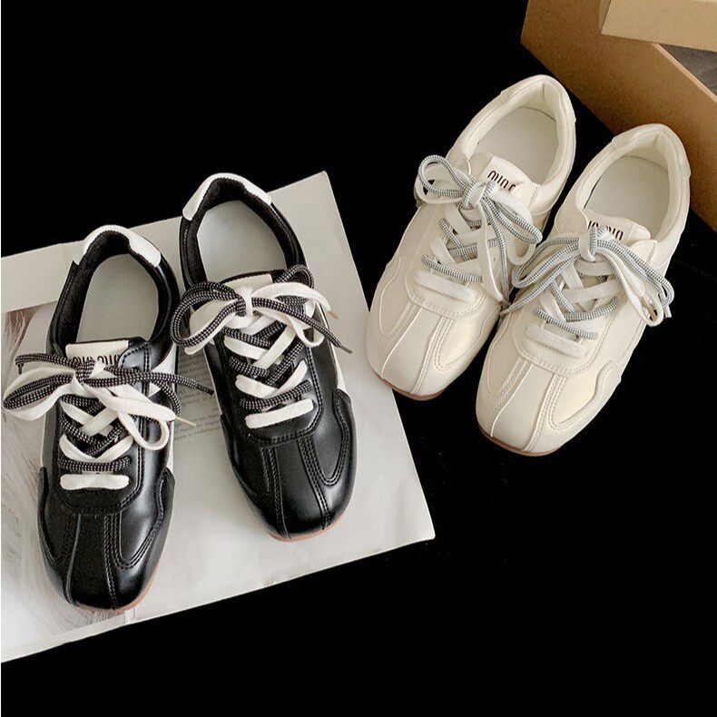 小白鞋产品橡胶青春银色百交叉绑带潮款2026平底新女韩版秋季黑色