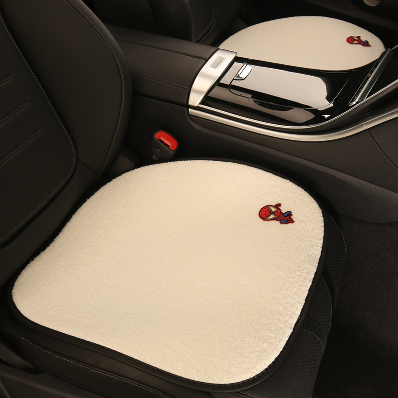 汽车坐垫冬季毛绒网红座垫三件套座椅套可爱卡通保暖加绒单个座套