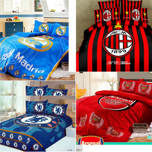 足球迷房间装饰红魔利物浦米兰床上用品 床单被罩枕套三件套