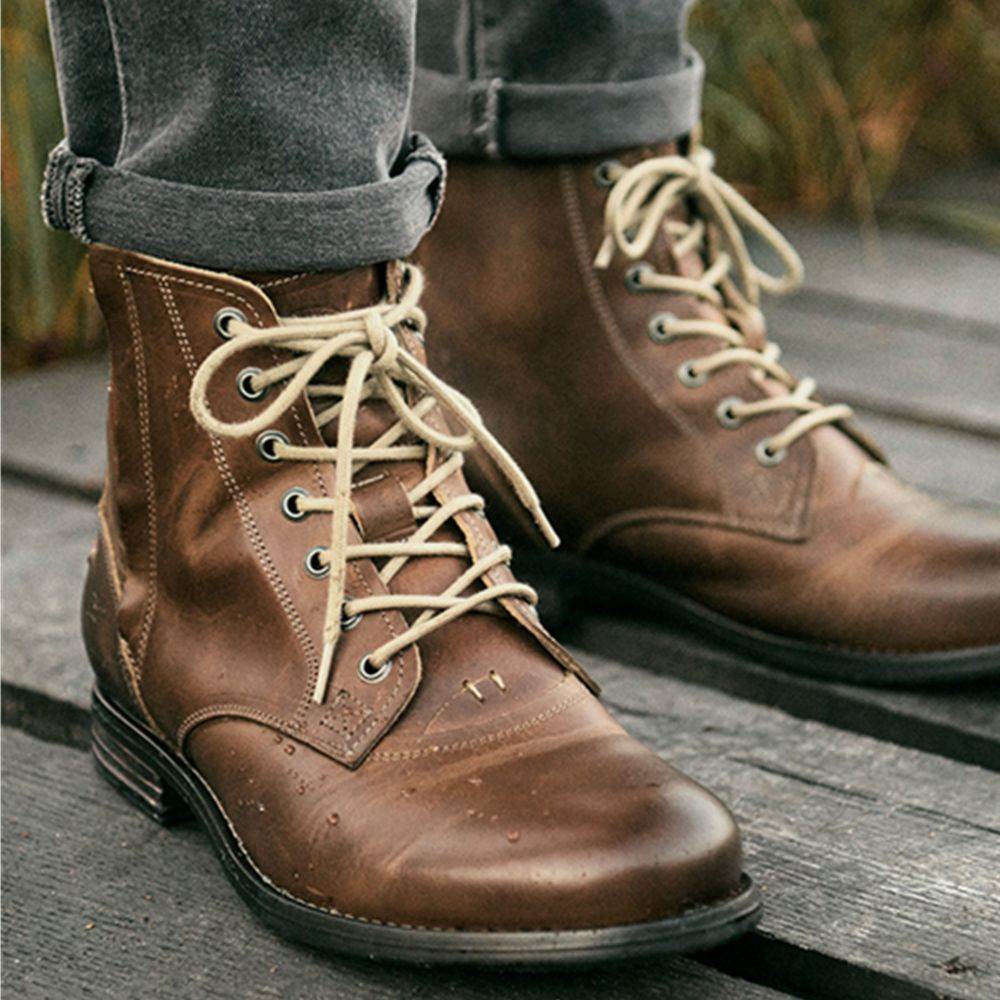 Men's Captain Cap Toe Lace-up Boots Shoes军旅骑士男皮靴