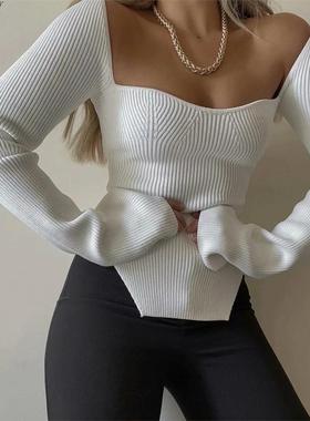 Women's new retro long-sleeved sweater女新款复古长袖针织衫