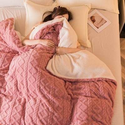 Winter Wool Blanket Thick Warm Fleece Bedspread 保暖毛毯加绒