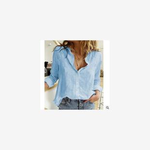 Leisure Lapel Lady Button Top Shirts Yellow White Cardigan