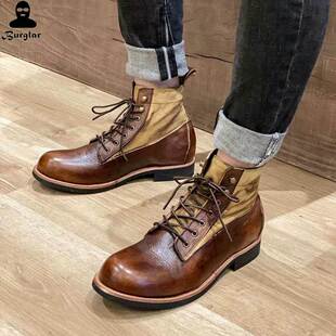 Retro Leather Martin Boots 男机车短靴做旧马 Men& Winter 39;s