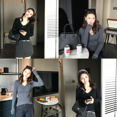 绵羊毛鸡心领针织打底衫