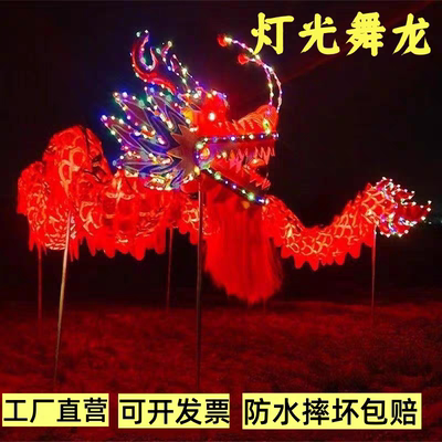 舞龙灯道具灯光龙南龙北龙舞龙春节龙头表演九节龙整套舞狮烫金龙