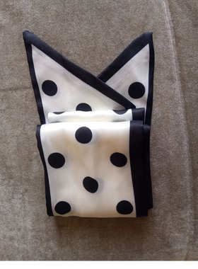 波点丝巾领带学生百搭绑发减龄气质飘带