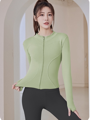 2025春夏季瑜伽训练服女长袖健身套装上衣晨跑步速干背心运动外套