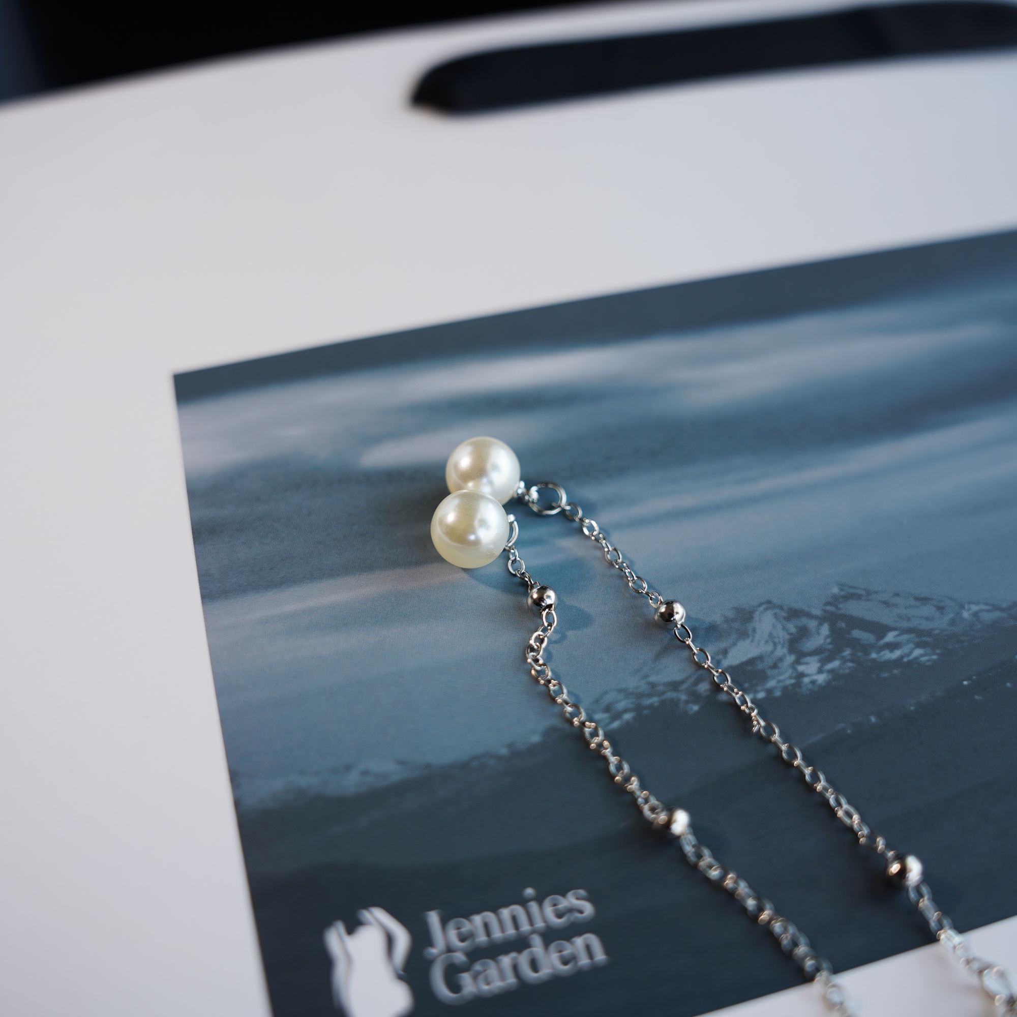 金属加珠吊坠珍珠眼镜链