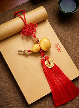 红色中国结葫芦平安双穗挂饰
