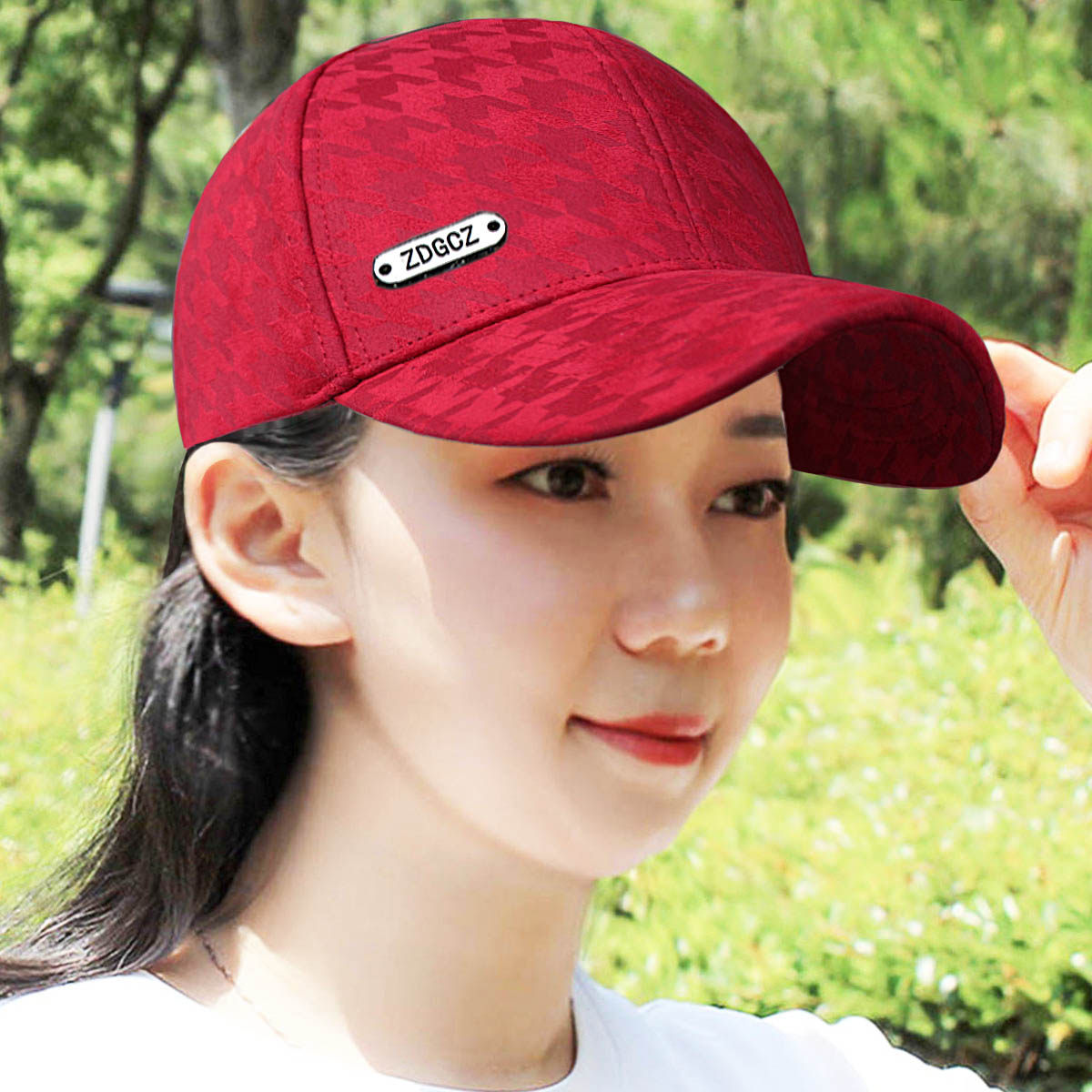 帽子女千鸟格百搭鸭舌帽春夏季可调节洋气棒球帽新款防晒遮阳帽25图片