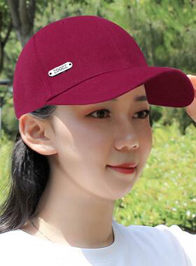 帽子女纯色百搭鸭舌帽春秋户外防晒棒球帽男可调节夏季遮阳帽新款