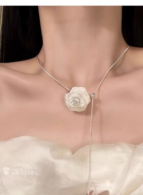 2026新款网纱玫瑰抽拉锁骨链