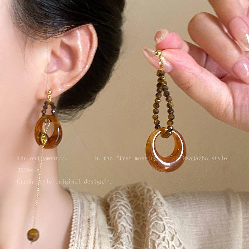 秋夜降临~咖色花瓣流苏耳环女复古美拉德时尚气质耳钉高级感耳饰,饰品/流行首饰/时尚饰品新,耳饰,淘宝优惠券,粉丝福利购,淘宝优惠卷