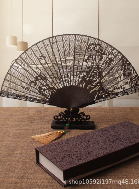 黑檀新中式折扇摆件高颜值送礼