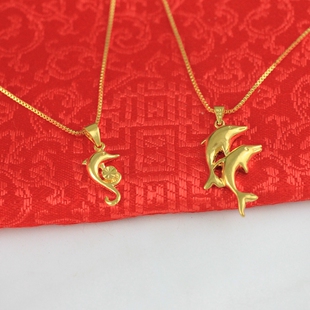 镀金海豚吊坠仿黄金锁骨项链坠子女韩版时尚沙金小吊饰工厂现货