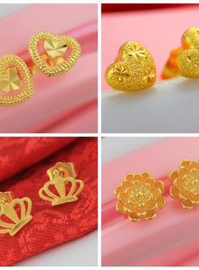 仿黄金小耳钉黄铜耳钉女皇冠小金
