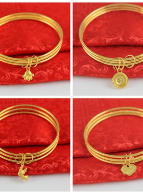 爱心钥匙女生细铃铛黄铜镀金手环