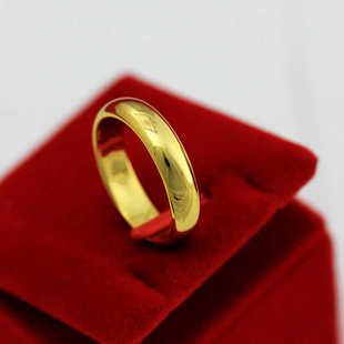 时尚仿黄金戒指首饰男女情况结婚喜庆指环铜镀24K金戒指4mm闭口