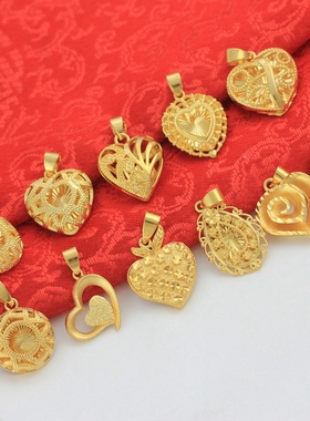 首饰24k正品仿黄金桃心锁骨链